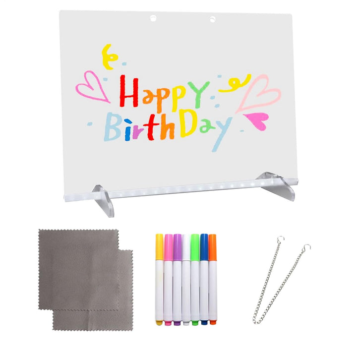 LED Zeichenbrett - Acryl Trockenlöschtafel Mit Licht,Malbrett Mit 7-Farben Stiften Für Büro Unterric