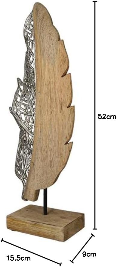 Casablanca Deko Skulptur XL Dekoration Blatt - Natur Silber Farben - Höhe 52 cm