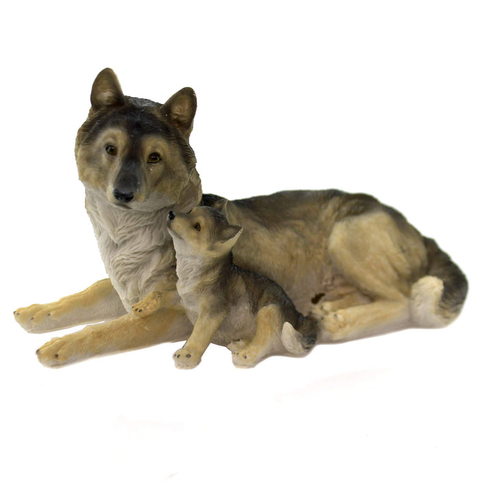 Pacific Giftware Grey Wolf with Pups Wildlife Collection Figurine Statue 9.5 inch Realistic Looking