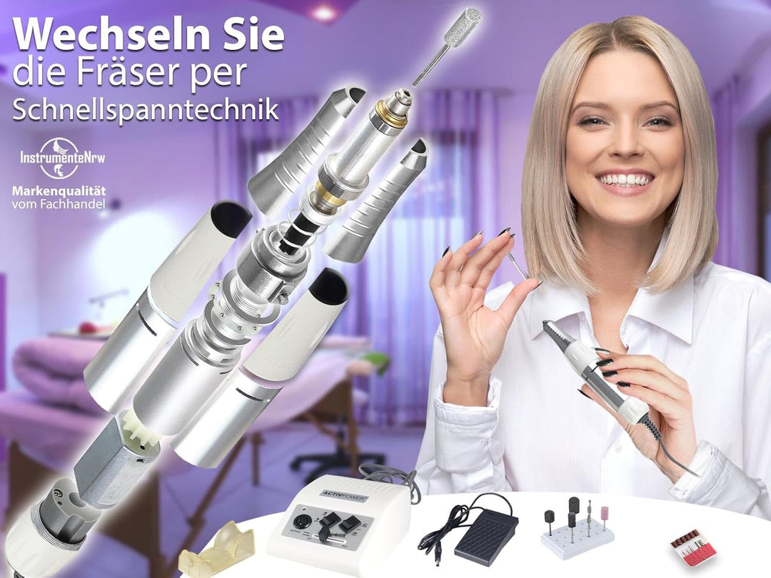Profi Fusspflegegerät Maniküre Pediküre Set 0 bis 30.000 Umdrehungen (Grundgerät + Hornhaut Set), Gr