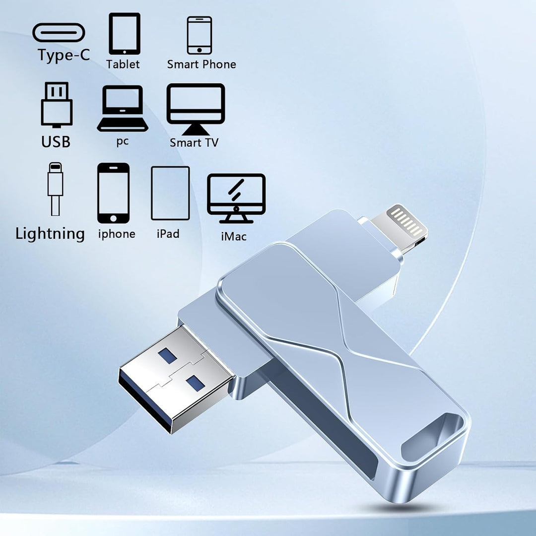 USB-Stick für iPhone 512GB, MFi Certified Lightning 3-in-1, externer Speicher, USB-Stick, für iPhone