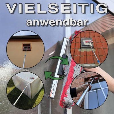 FenWi 3m Teleskop Fensterputzer Profi Set mit 25/30cm Kombi Einwascher/Abzieher, Gummilippe, Kombi F