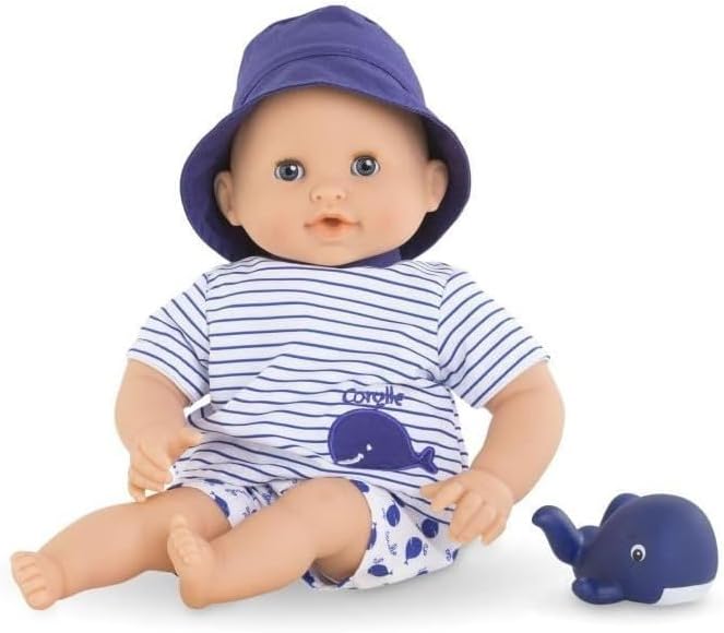Corolle - Meine erste Puppe, Babybadezimmer, 30 cm, ab 18 Monaten, mit Badespielzeug Wal, 9000100670