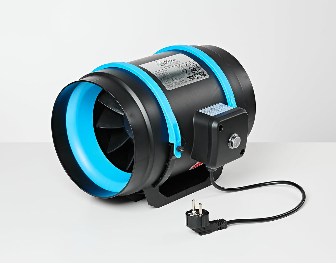 Schiller SF200 Silent 700/850 m³/h – Rohrventilator - 2 Geschwindigkeitsstufen - Grow - Zelt Box Ind