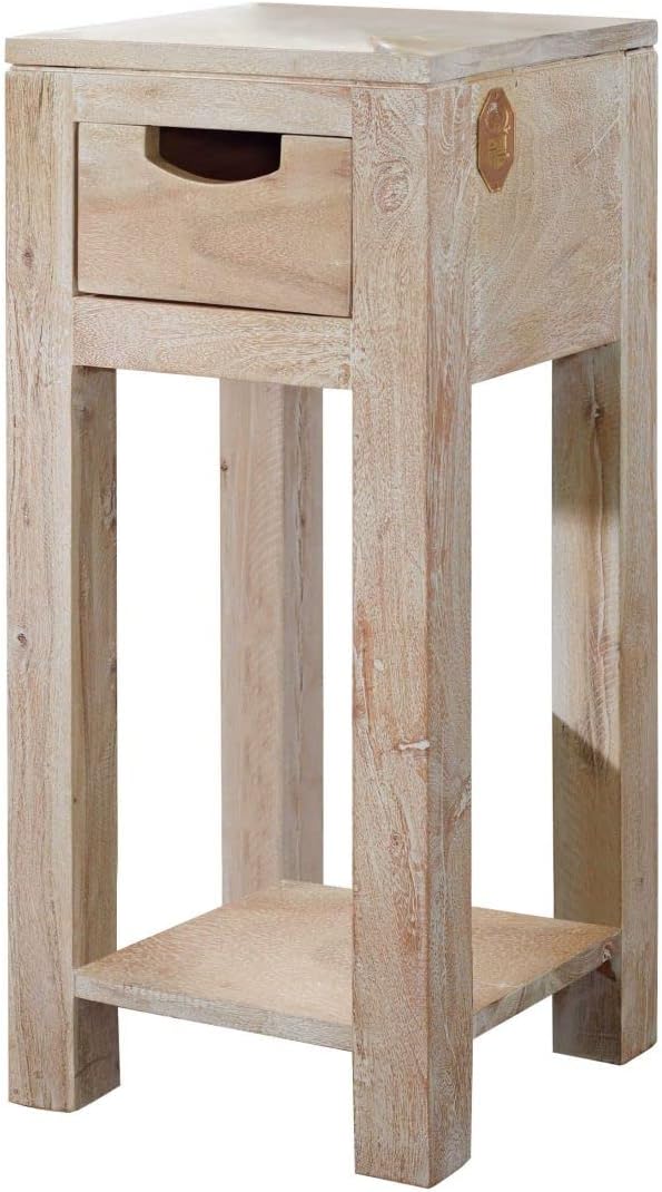 MASSIVMOEBEL24.DE Akazie massiv Möbel Holz Beistelltisch Massivmöbel Nature White #31 getüncht 29x29