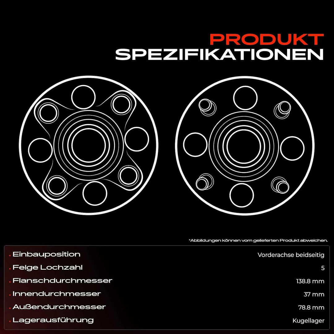 Frankberg 1x Radnabe Radlagersatz Vorderachse Links oder Rechts Kompatibel mit 7er E38 725 728 730 7