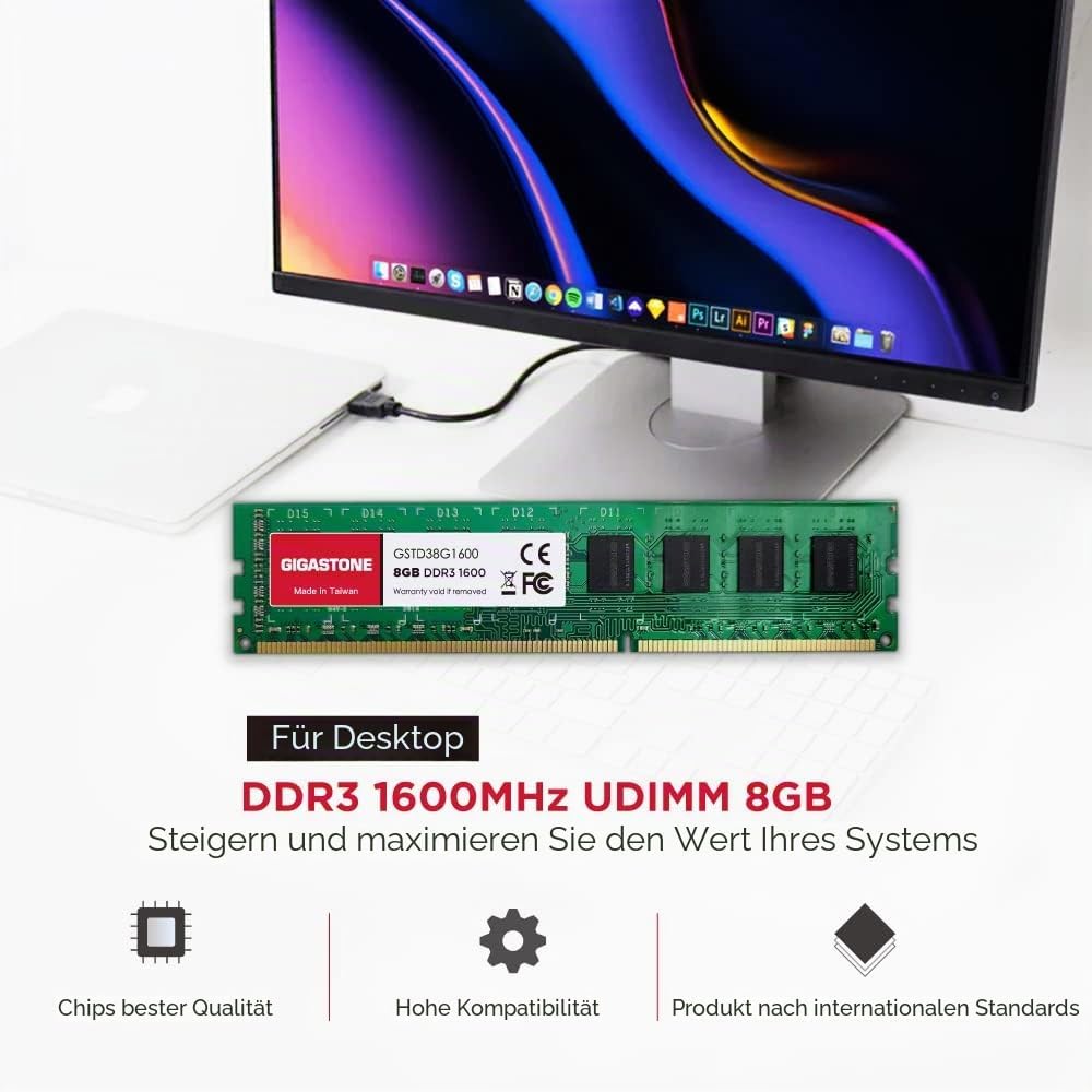 【DDR3 RAM】 GIGASTONE 32GB Kit (4x8GB) DDR3/DDR3L 1600MHz (1333MHz) PC3-12800 (PC3-10600) CL11 1.35V/
