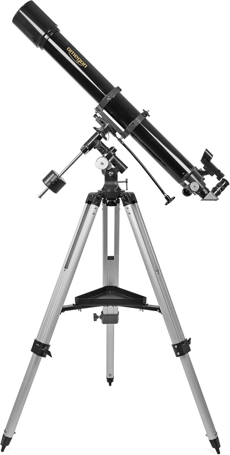 Omegon Teleskop AC 90/1000 EQ-2 | Refraktor für Einsteiger & Fortgeschrittene | 90mm Öffnung | 1000m