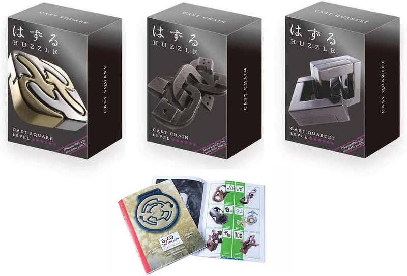 Cast Huzzle Puzzle Set No.8 Chain,Quartet,Square - SG 5,6 + Cast Huzzle Produktflyer -No.8