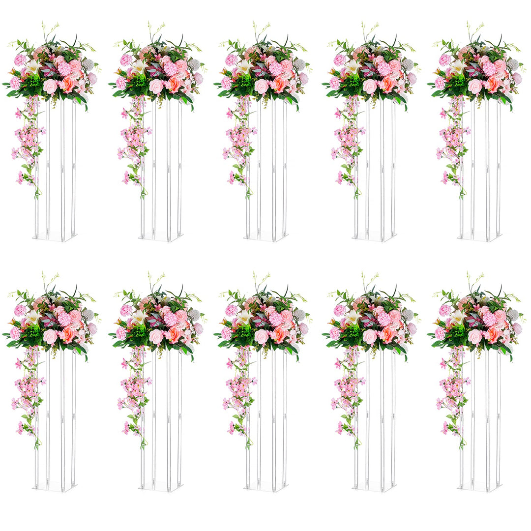 Nuptio 10 Stück Hochzeit Tischdekoration Vase 80cm Hohe Acrylblumen Bodenvase Spalte Blumenarrangeme