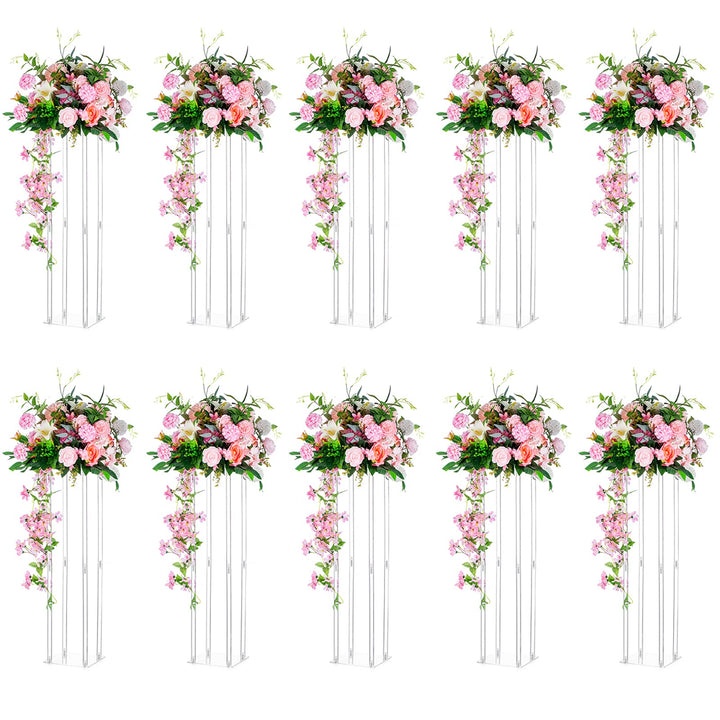 Nuptio 10 Stück Hochzeit Tischdekoration Vase 80cm Hohe Acrylblumen Bodenvase Spalte Blumenarrangeme