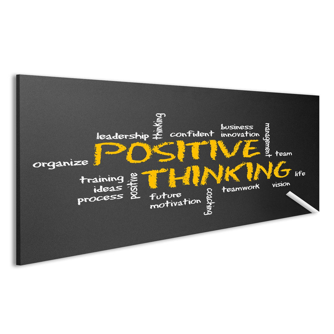 Bild auf Leinwand Dunkle Tafel mit Einer positiv denkenden Illustration. Wandbild Poster Leinwandbil