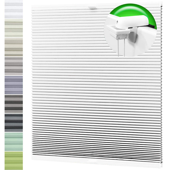 HORIVERT Wabenplissee Weiss 85x80 cm (B x H) mit Klemmträgern, mit Eco Dichtungspads, ohne Bohren, D