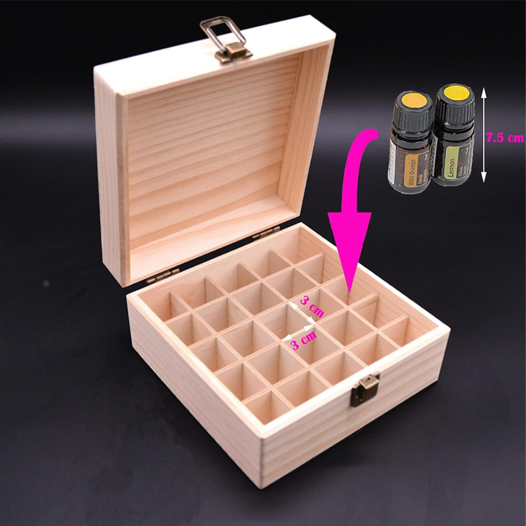 RoseFlower 25 Slots Ätherisches Öl Box aus Holz - Ideales Aufbewahrungsbox Organisator für Ätherisch