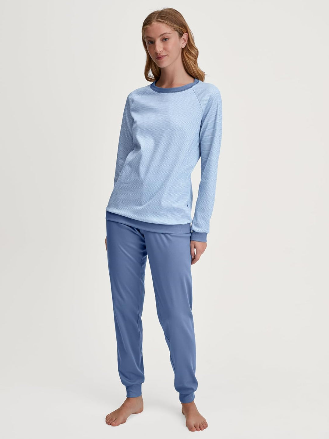 CALIDA Midnight Mushrooms Bündchen-Pyjama, Schlafanzug Damen, aus 100% Dicker Baumwolle 40-42 Scandi