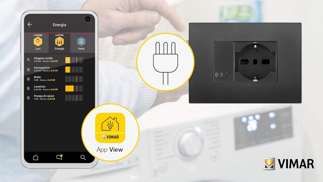 Vimar 19593 Elektronisches Schaltgerät WiFi mit Relaisausgang NO, lokale Steuerung mit Taste oder en