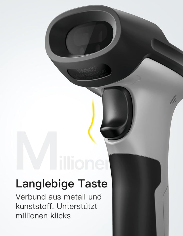 Inateck Barcode Scanner 2D Bluetooth, Kabellose QR Code Scanner, Wireless Handscanner mit AI APP &amp; S