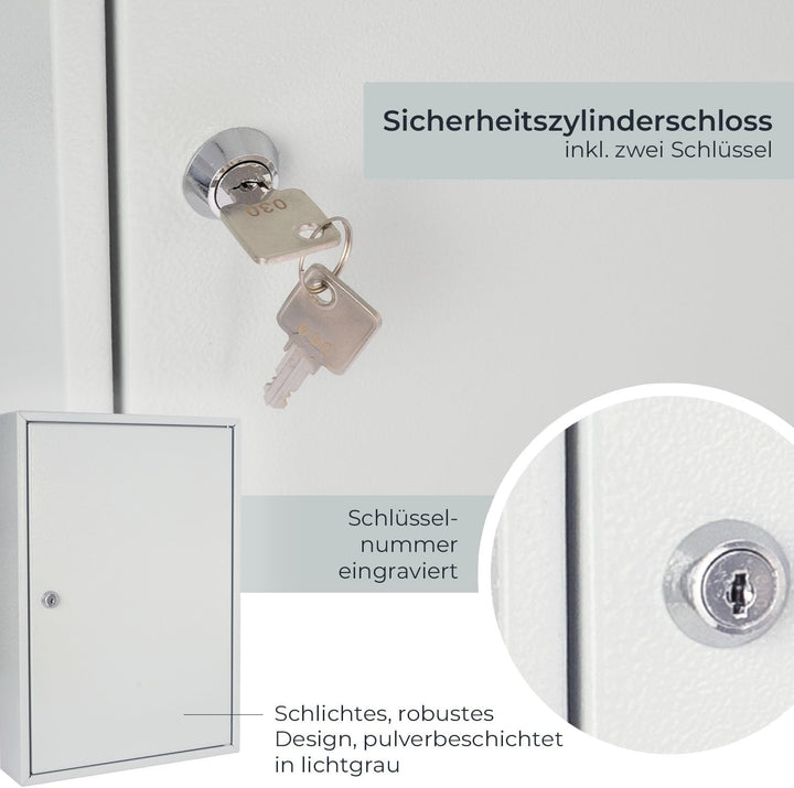 HMF Schlüsselschrank aus Stahl, abschliessbarer Schlüsselkasten für Büro, Verwaltung oder Fuhrpark |