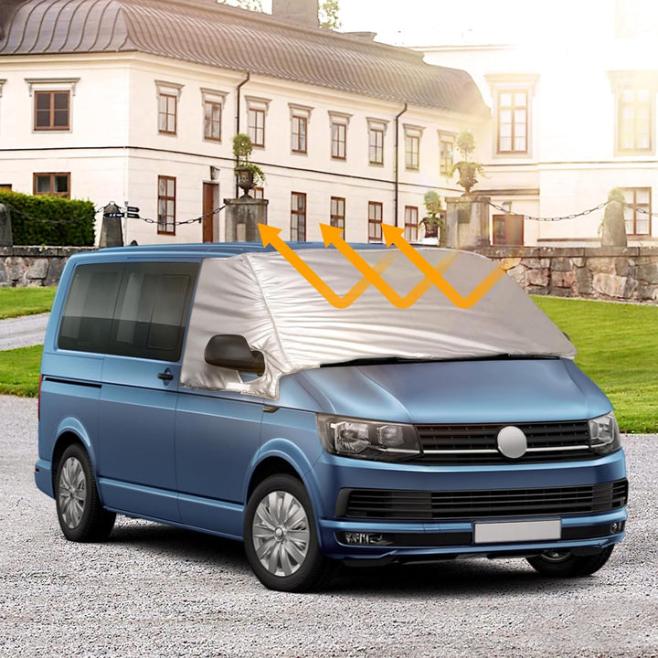 Opaltool Externe Thermo Scheibenabdeckung passend für VW Transporter T6, Luxus Silber Wrap Windschut