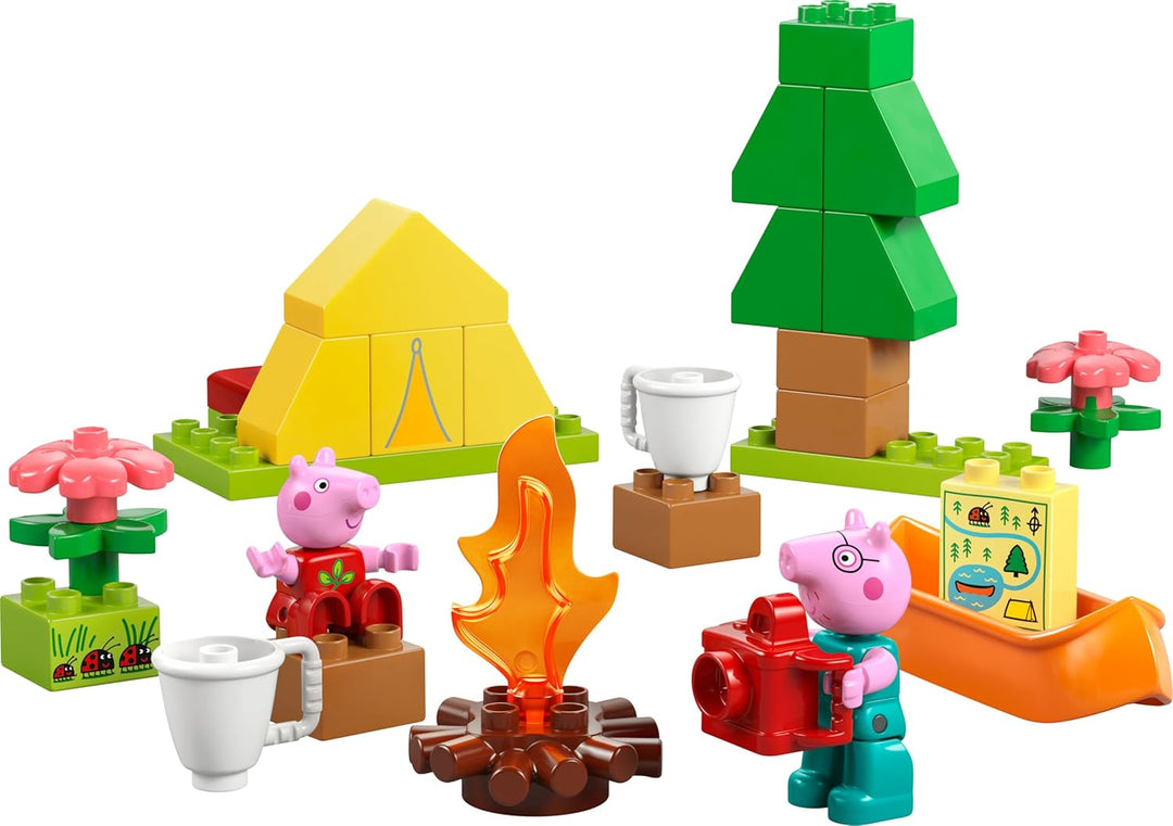 DUPLO Peppa Pig Campingausflug mit Papa Wutz – Montessori Spielzeug für Mädchen & Jungen ab 2 Jahren