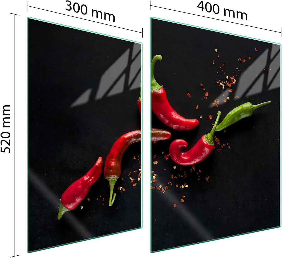 TMK ArtDeko Herdabdeckplatte 2 Teilig 30x52 + 40x52 cm - Spritzschutz Herdabdeckung – Herdschutz aus