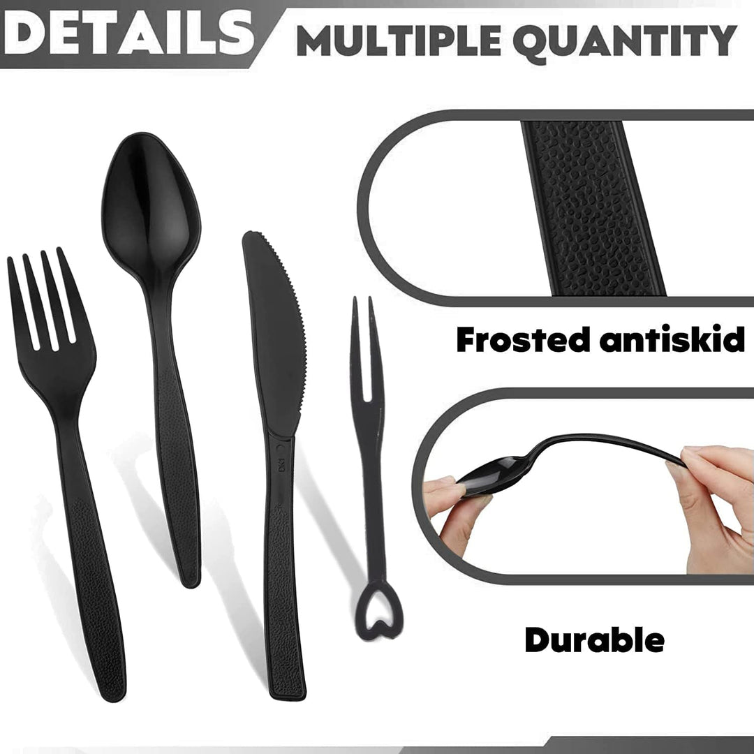 500PCS Plastikbesteck,Plastiklöffel,Plastikgabeln,Plastik Messer,Party Besteck Wiederverwendbar,Mess