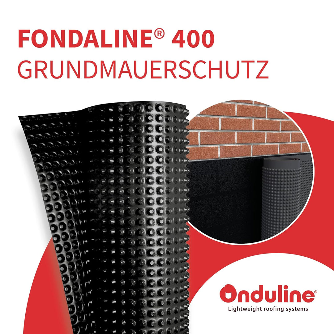 Fondaline 400, Noppenbahn, Grundmauerschutz - Onduline Hochbeetfolie Noppenfolie Grundmauerschutz Di