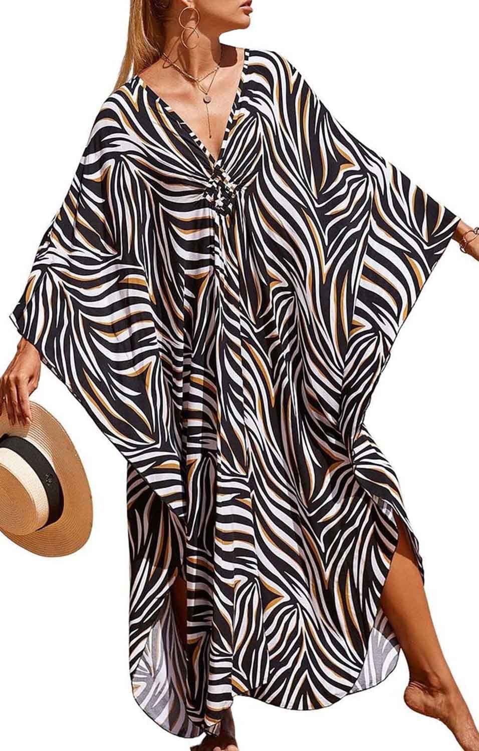 Damen Strandkleid Maxi Kaftan Lang Bikini Cover Up Sommekleid Maxi Kleid Freizeitkleid Nachtwäsche B