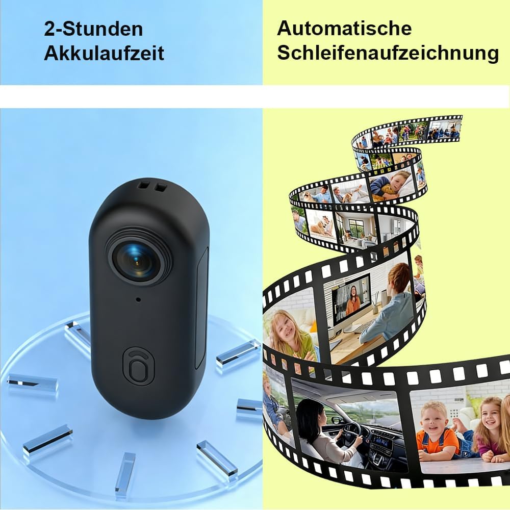 Winnes 4K Action Camera Mini Daumengrösse Sportkamera POV Kamera 4K WiFi Helm Action Camera Magnetmo