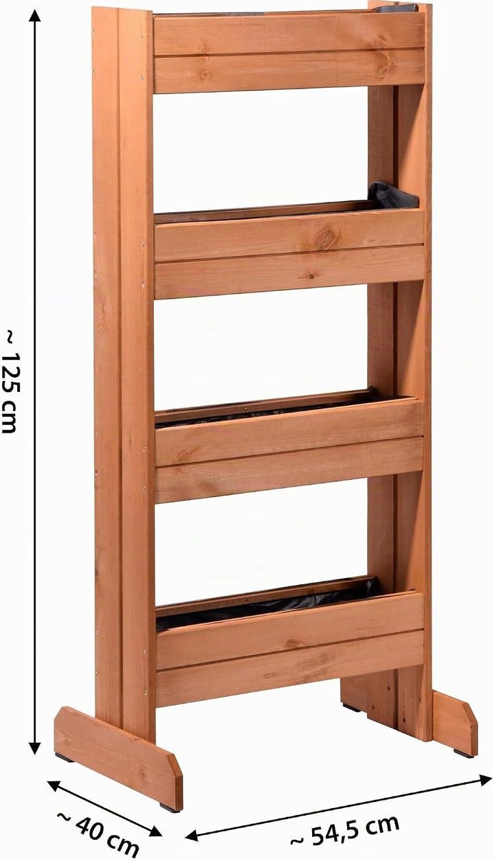dobar 58373FSCe - Vertikales Blumenbeet aus Kiefernholz, Vertikales Hochbeet mit 4 Pflanzkästen, Gar