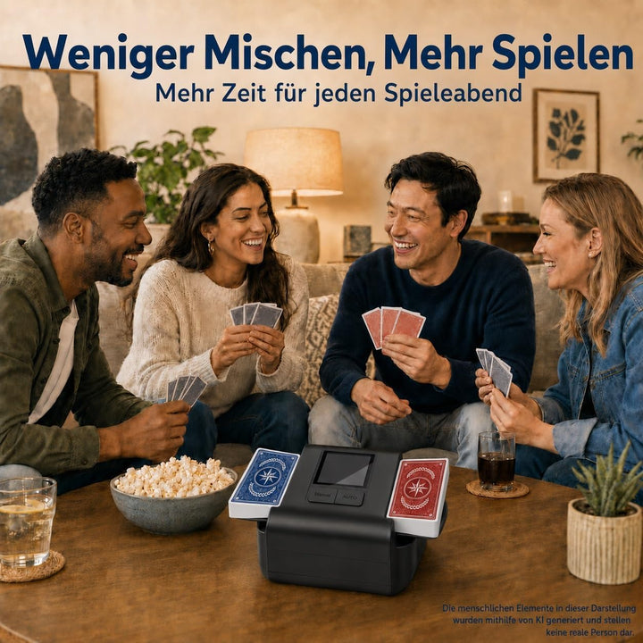 Kartenmischer für 1-2 Decks, Auto-Stop &amp; Handbetrieb, USB-betrieben | Perfekt für Poker, Blackjack u