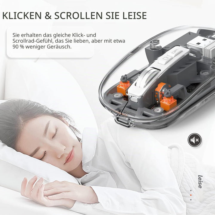 MAGIC-REFINER HXSJ Kabellose Maus Bluetooth, 2,4GHz+Bluetooth 5.0 Funkmaus Wiederaufladbare Leise Ul