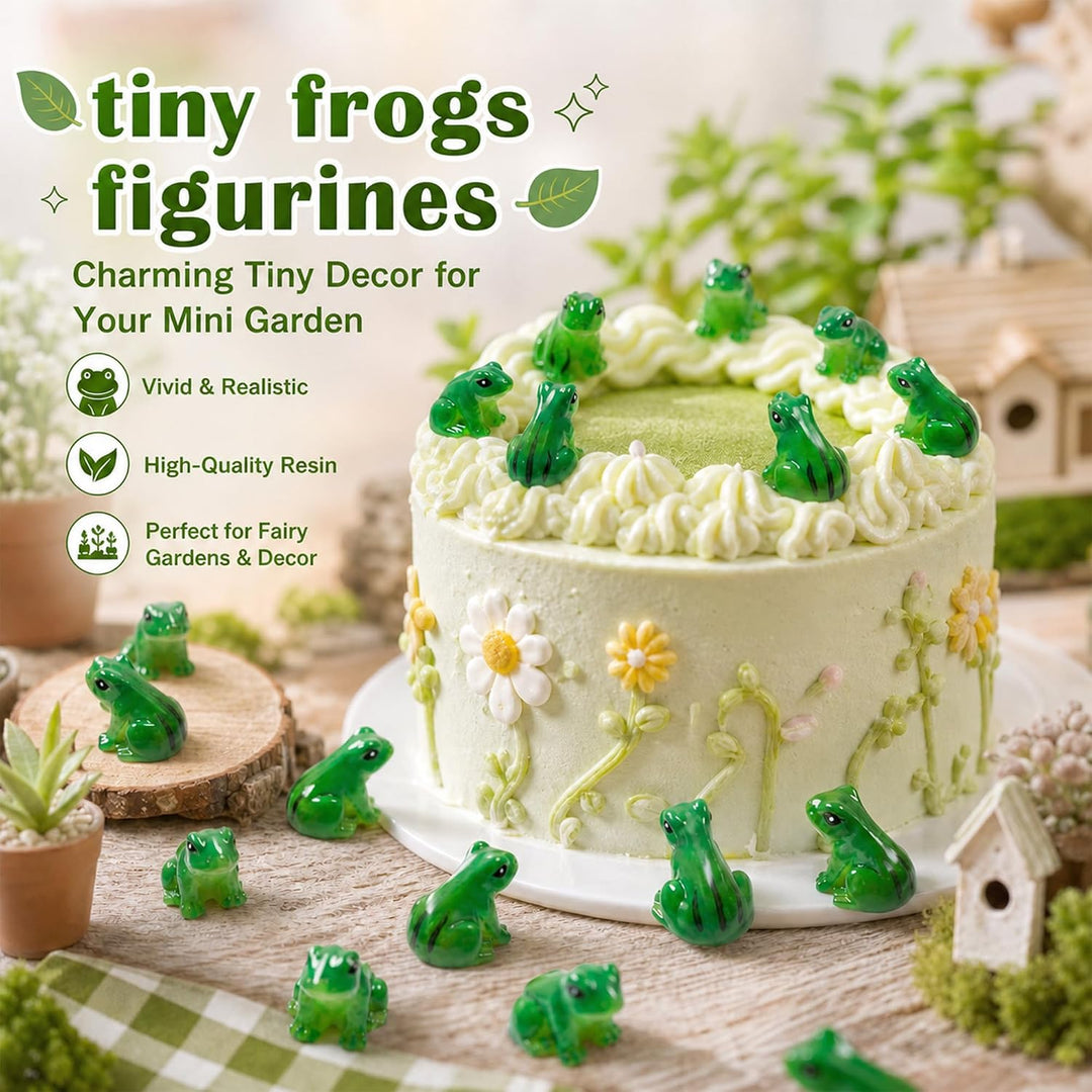 Exasinine 50 Stück Mini-Frösche Harz Grün Frosch Miniaturfiguren Tiere Modell Feengarten Miniatur Mo