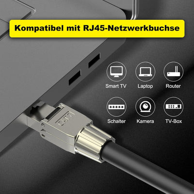 VCELINK RJ45 Stecker Werkzeuglos Cat 7 Cat6a, Netzwerkstecker POE++, Cat 7 Stecker 10 Gbps 600MHz Ge