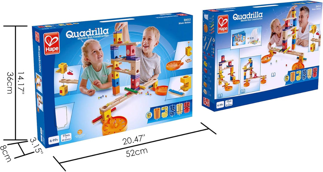 Hape Quadrilla Music Motion, Murmelbahn Set aus Holz, ab 4 Jahre