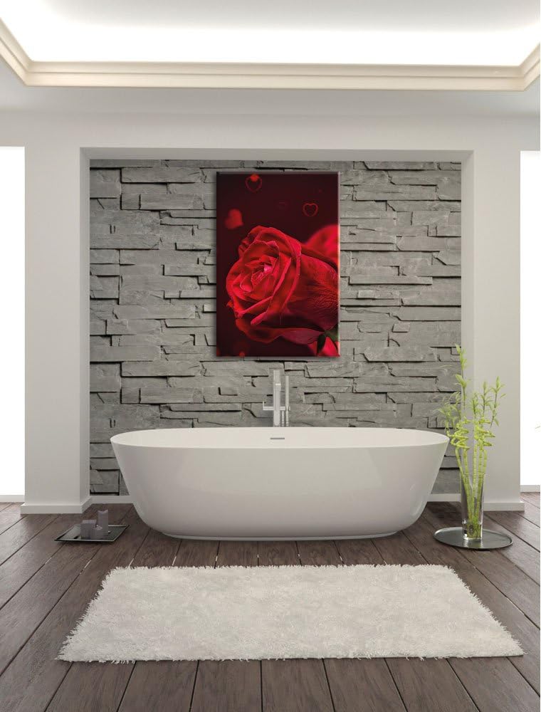 Rote Rosen Valentinstag, Format: 100x70 auf Leinwand, XXL riesige Bilder fertig gerahmt mit Keilrahm