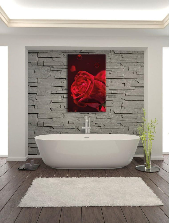 Rote Rosen Valentinstag, Format: 100x70 auf Leinwand, XXL riesige Bilder fertig gerahmt mit Keilrahm