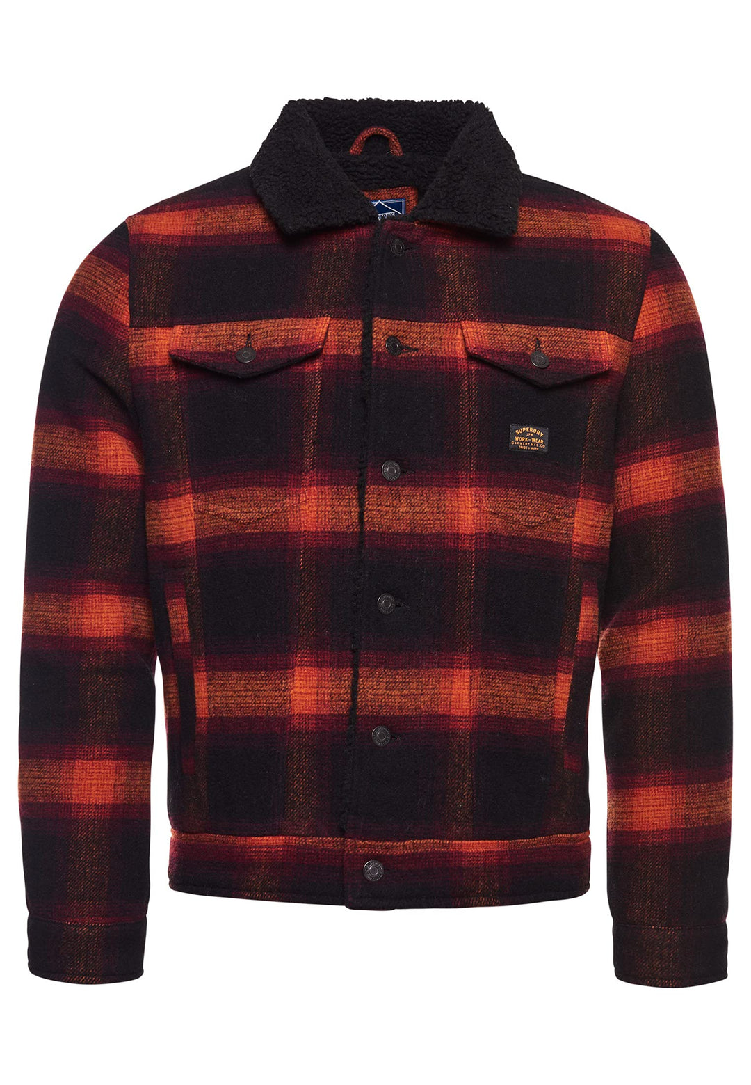 Superdry Herren Highwayman Wool Sherpa Trucker Denim Jacket M Redwood Ombre, M Redwood Ombre