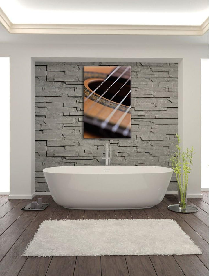 Pixxprint Gitarrensaiten Musik als Leinwandbild/Grösse: 100x70 / Wandbild/Kunstdruck/fertig bespannt