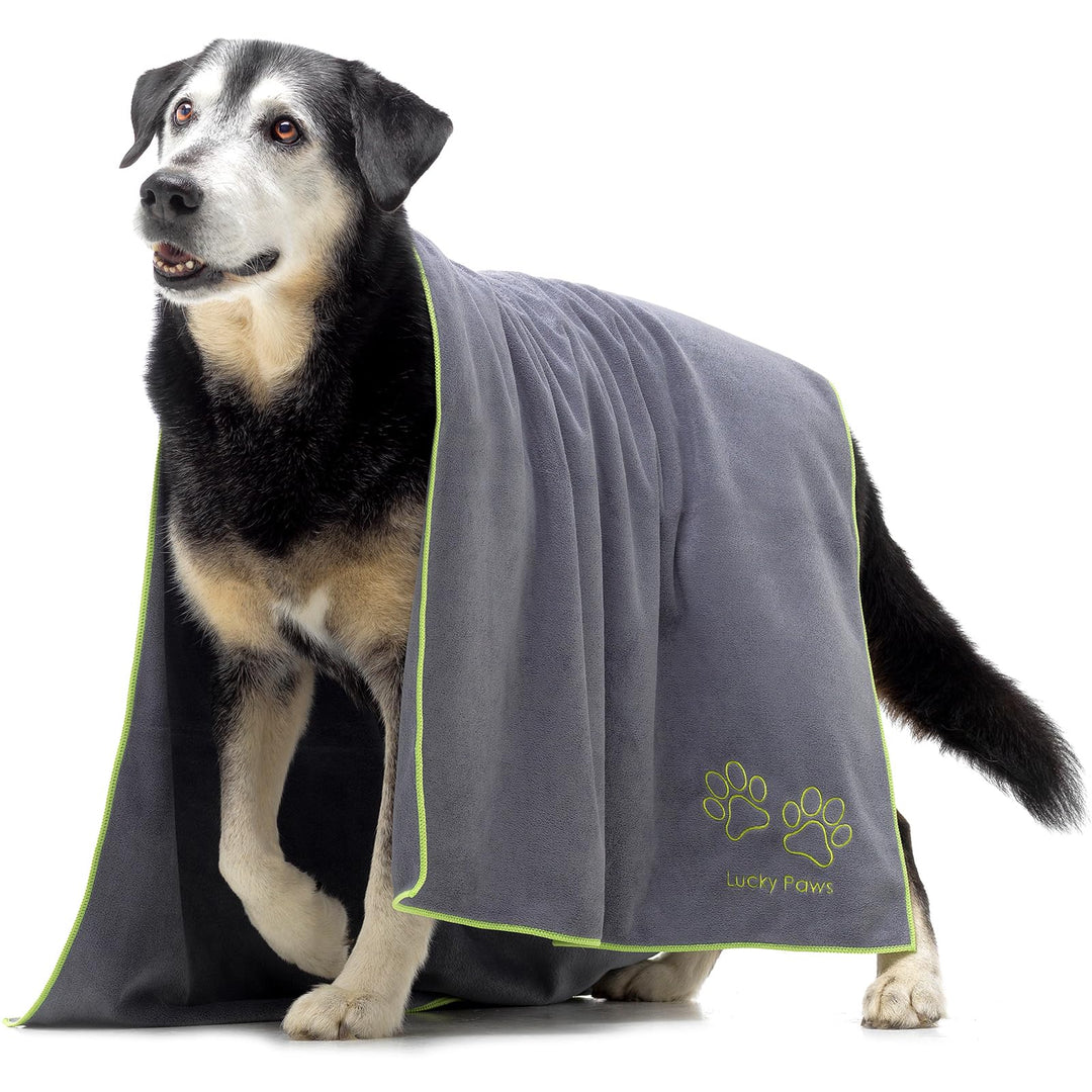Lucky Paws® Hundehandtuch - 140x70cm XL Hundehandtuch extra saugfähig - schnell trocknend, luxuriös
