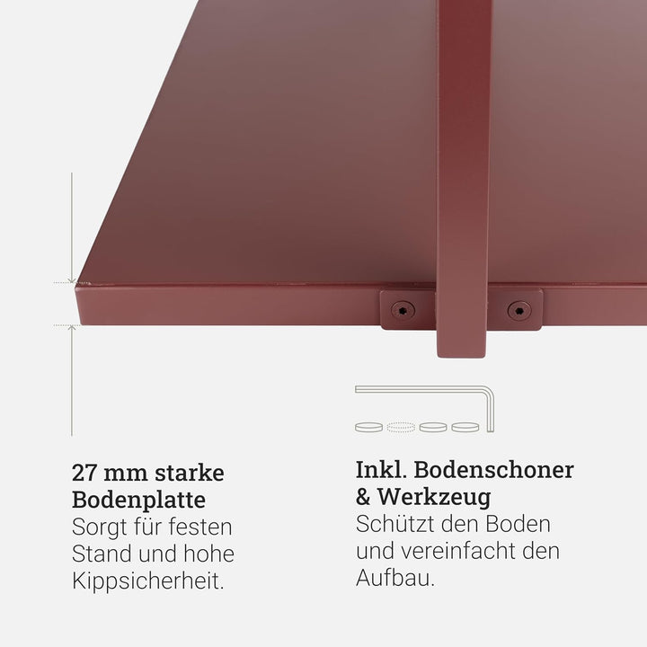 Natural Goods Berlin Kleiderständer BASIS (Dunkelrot, 50 cm) - Kleiderstange aus stabilem Metall - F