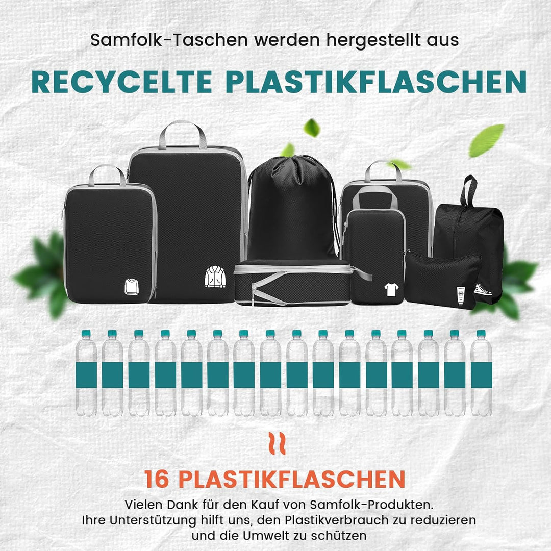 Koffer Organizer Packing Cubes Compression 8 Stück, Wasserdicht PackwüRfel Koffer Organizer Set,Trav
