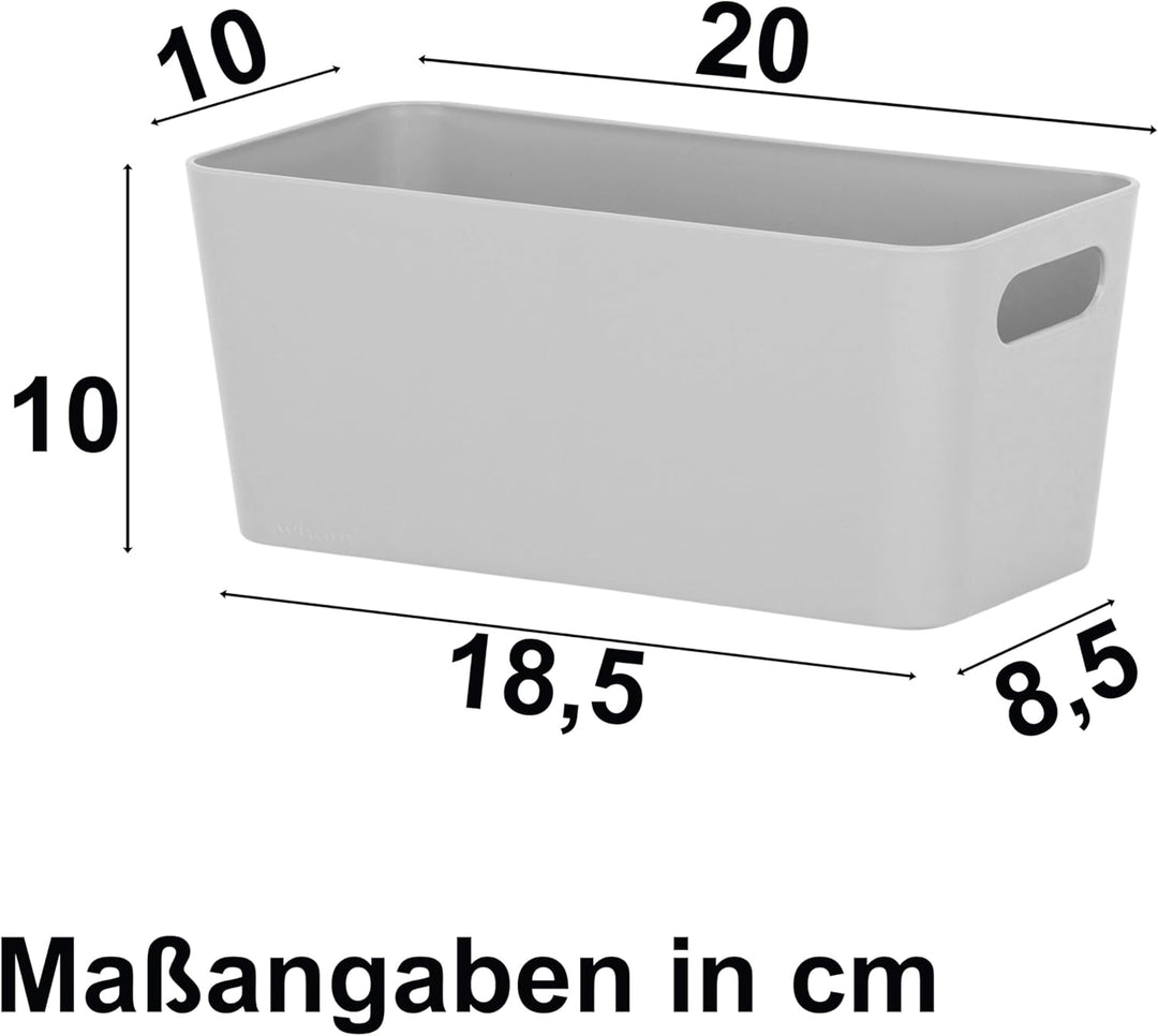 6x Ordnungsboxen - 10 cm hoch - GRAU - 20x10x10cm - 1,4 Liter - Ordnungskorb - Schubladenorganizer S