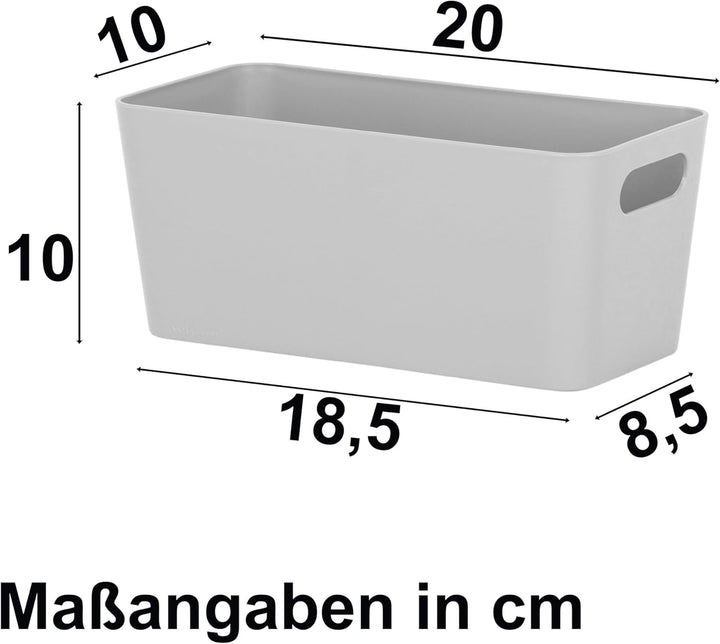 6x Ordnungsboxen - 10 cm hoch - GRAU - 20x10x10cm - 1,4 Liter - Ordnungskorb - Schubladenorganizer S
