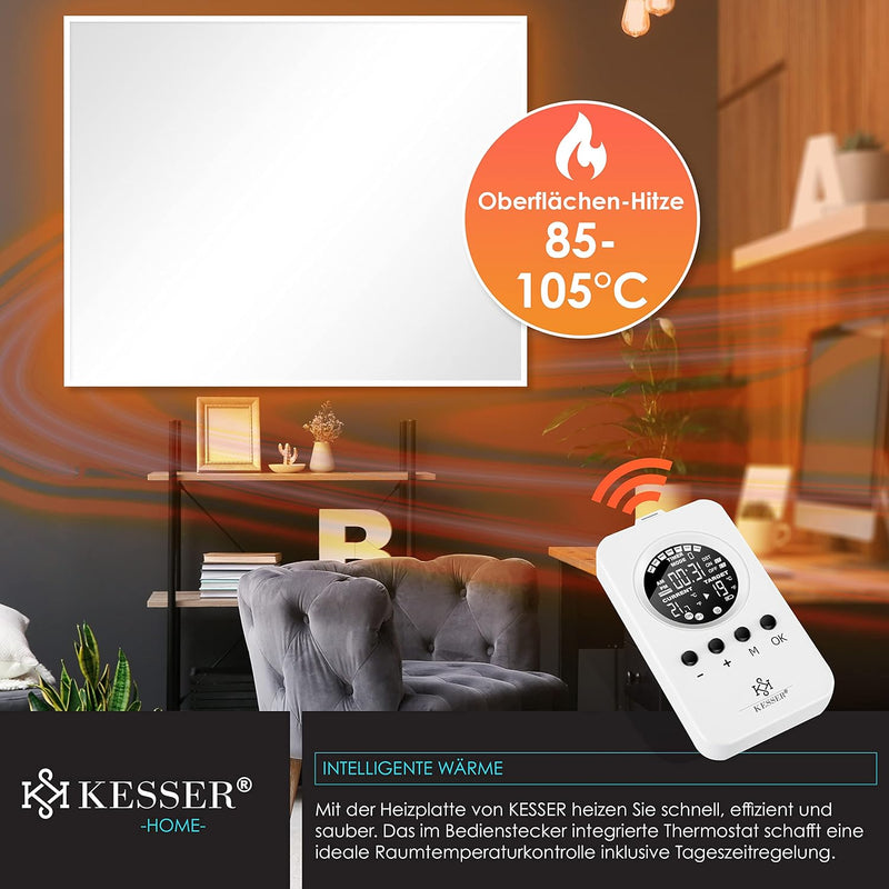 KESSER® Infrarotheizung Mit Thermostat Infrarotheizkörper Elektroheizung Infrarot Heizung Wandheizun