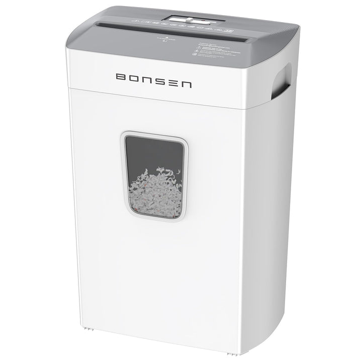 BONSEN Aktenvernichter Mikroschnitt 12 Blatt, Leise 60dB, S5211-W | 21L Behälter, P-4 Sicherheitsstu