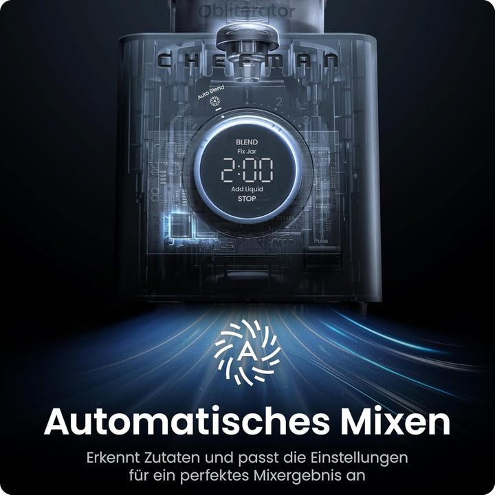 Chefman Obliterator 1.2L Standmixer für Smoothies, 1380W Motor zum Zerkleinern von Eis, Nüssen und g