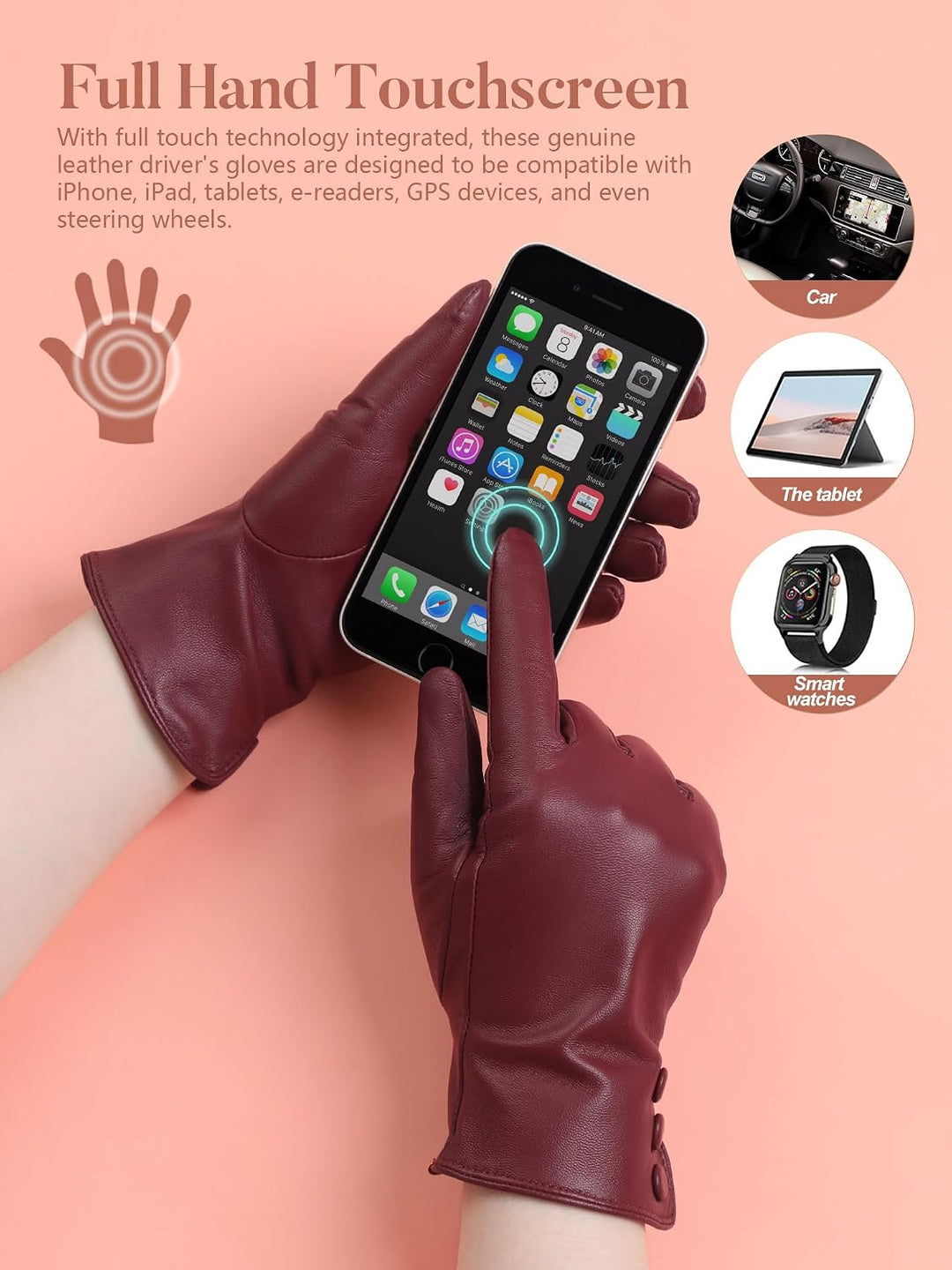 GSG SINCE 1998 Lederhandschuhe Damen Gefüttert aus Chromfreiem Echtleder – Wollfutter/Fleecefutter S