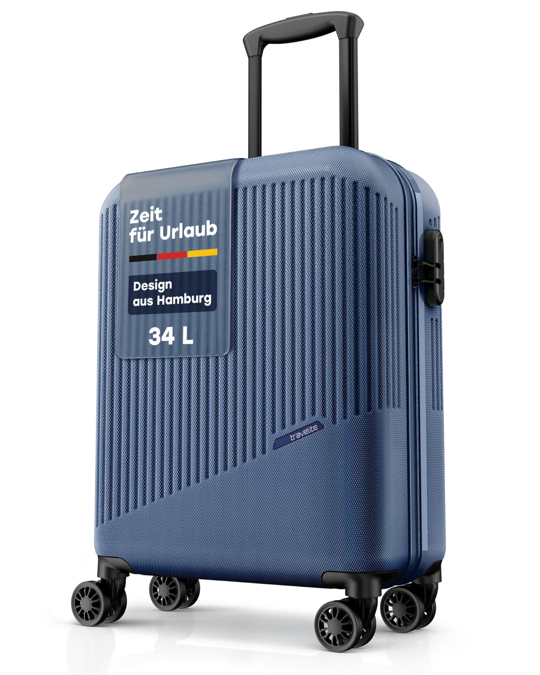 Travelite Handgepäck Trolley klein, Bali, 55x39x20 cm, 2,5 kg, Kratzfeste Hartschale, mit 4 Doppelro