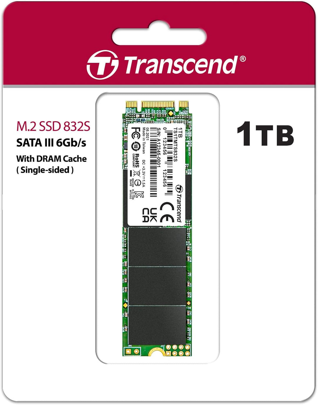 Transcend 1TB SATA III 6Gb/s MTS832S 80 mm einseitig bestückt M.2 SSD 832S Solid State Drive TS1TMTS